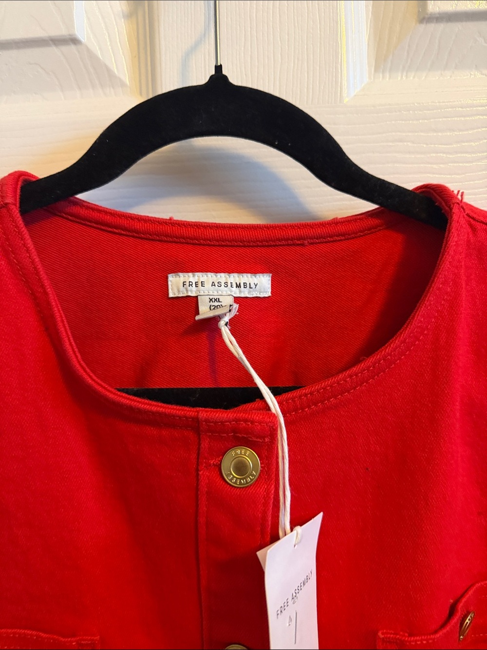 Free Assembly Red Cotton Jean Jacket - Picture 9 of 11